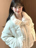 Sweet Polka Dot Parkas Women Winter Loose Casual Thicken Button Patchwork Puffy Coats Korean Fur Collar Female Outwear