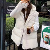 Adjustable Waistcoats Solid Cotton Vest Jacket Women Autumn Winter Hooded Waistcoat Warm Thicken Cotton Sleev