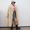 Colorful Fahionable Faux Fur Mongolian Jacket Long Tailored Collar Plush Winter Coat for Women Elegant Loose Fit Outerwear