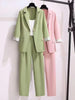 spring plus size Korean elegant women's suit female blazer leisure pants Tweed suit jacket three piece jacket pants set
