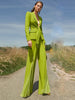 High Street Designer Runway Suit Set Women's Lacing Belt Blazer Pleated Zip Pants Set 2pcs Set