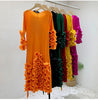 Spring Solid Pleated Dress Ruffle Edge V-Neck Long Sleeved with Belt Dresses Elegant Women's Clothing 6RG72391