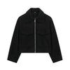Women With Pockets Grey Front Zipper Jackets Vintage Lapel Neck Long Sleeves Female Chic Lady Outfits