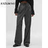 Women's High Waist Striped Straight Leg Pants Vintage Zipper Loose Solid Color Pants Office Casual Women's Pant