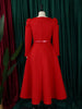 Autumn Stylish Women Evening Party Dress Long Puff Sleeve Elegant Pleated A-Line Gowns Birthday Wedding Celebrate Robes