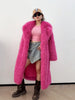 Colorful Fahionable Faux Fur Mongolian Jacket Long Tailored Collar Plush Winter Coat for Women Elegant Loose Fit Outerwear