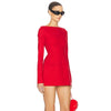 Bows Splice Long Sleeve Mini Dress Elegant Office Woman Solid Bodycon Club Party Dresses Autumn High Waist