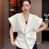 Women's Vest Coat Spring Autumn V-neck Solid Color Ladies Vest Jacket Slim Korean Version Elegant Lady Waistcoat