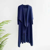 Pleated Long Trench Thin Temperament Solid Color Big Lapel Open Stitch Coat Female Coat Autumn 2C785