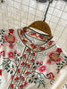 Runway Designer Dresses Women Stand Neck Long Sleeve Floral Print With Belt Boho Holiday Dress Flower Long Robes