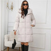 Winter Women's Long Coat Windproof Warm Padded-Cotton Coat Simple Loose Hooded Parkas Plaid Quilted Jackets for Woman