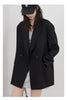 Women Blazers Solid Loose Double-breasted Wide Shoulder Office Ladies Suit Jacket Oversized Coat Spring Autumn