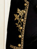 Woman Fall Winter Gold Embroidered Jackets Velvet Long Sleeve Round Neck Button Christmas Holiday Ladies Coat