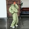 Winter Warm Women's Down Coat Matching Set Stripes Pockets Hooded Jacket Wide Leg Pants Two Piece Set Casual Lady Outfits