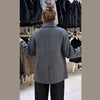 Solid Women's Vest Woolen Coat Full Sleeve Lapel Pocket Double-Breasted Lady Set Autumn Chic 2 Pieces Set Women