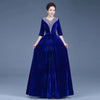 Middle-Aged Mother Golden Velvet Dress Women Autumn Party Dresses Lady V-Neck Temperament Long Dress Female Vestido