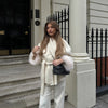 White Fur Patchwork Lace-up Overcoats Women's Street V-neck Full Sleeve Long Woolen Coat Winter Ladies Thick Outwear