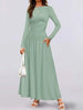 Autumn Women Long Sleeve Maxi Dress Comfortable Fit Ruched Detail Multi Color for Casual Everyday Wear