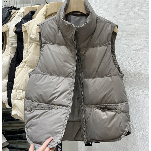 Short Down Cotton Vest Women Spring Autumn Winter Loose Fitting Outer Jacket Female Warm Vest Camisole Jacket Cardigan