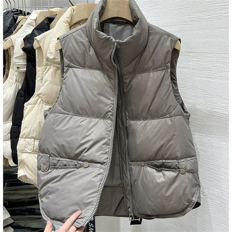 Short Down Cotton Vest Women Spring Autumn Winter Loose Fitting Outer Jacket Female Warm Vest Camisole Jacket Cardigan