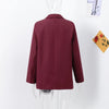 Solid Wine Red Blazer Jacket For Women Elegant Double Breasted Suit Coats Female Lapel Long Sleeve Office Lady Outerwear
