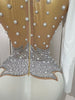 Sparkly Diamonds Pearl Black Sexy See Through Mesh Long Dress Women Wedding Evening Birthday Party Stage Photoshoot Dress