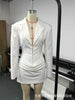 Long Scarf Women Suit 1 Piece Blazer With Back Stripe Sexy V Neck Ruffles Short Mini Party Gown Formal Office Lady Jacket Coat