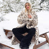 Maxi Long Leopard Belted Faux Fur Coat Women Winter Brand Mob Wife Vibe Fox Fur Jacket Overcoat