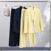 Chic Solid Stand Neck Blazer Jacket Pant Set Women Full Sleeve Shoulder Pads Coat Wide Leg Pants Autumn Commute Outfit