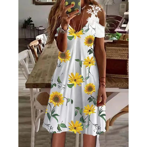 Women's Strapless Lace Batwing Sleeve Dress Print Skirt Elegant Maxi Dress for Special Occasions
