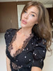 Lace Patchwork Printed Maxi Dresses For Women Sexy Streetwear Short Sleeves Slim Hollow Out Long Vestidos Robes Female