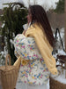 Thicken Women Puffer Jacket Oversize Stand Up Collar Zipper Floral Print Warm Cotton Filled Coat Autumn Winter