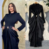 Long Dress Women Sexy Dresses Mock Neck Vestidos Y2k Streetwear Full Sleeve Tight Waist Elegant Splice Party Night Work