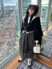 Japanese Style Sweet Black Short Knit Cardigan Women Slim Fit Fake Two-Piece Turn-Down Collar Knit Jacket Lady Sweater