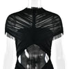 Patchwork Sexy Hollow Out Sheer Mesh Women Maxi Dress Turtleneck Ruched Dress Spring Slim Elegant Party Evening Dress