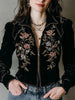 Retro Jacket for Women's Autumn Casual Zipper-fly Lapel Collar Floral Printed Short Coat Chic Ethnic Vintage Jackets Outerwear