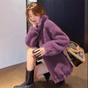 Women Winter Warm Double Coral Fleece Overcoat Solid Soft Plush Stand Collar Coats Ladies Long Sleeved Zipper Outerwears