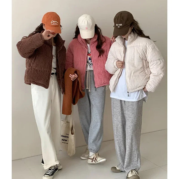 Women Parkas Turtleneck Full Sleeve Thick Coats Short Coat Solid Zipper Spliced Jackets Pocket Casual Elegant Lady Winter