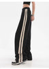 Plus Size Striped Streetwear Baggy Straight Trousers Joggers Sweatpants Hip Hop Women Elastic High Waist Wide Leg Sports Pants