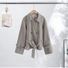 Chic Plaid Loose Women's Autumn Coats Belts Double-Breasted Lace-Up Turn-Down Collar Full Sleeve Lady Jacket Female Outwear