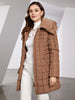 Women's Winter Jacket Hooded Belt Long Parkas Warm Padding Puffer Plaid Quilted Coat Down Jacket Thick Snow Wear