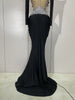 Sparkly Diamonds Pearl Black Sexy See Through Mesh Long Dress Women Wedding Evening Birthday Party Stage Photoshoot Dress