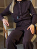 Women's Autumn Winter Knit Cardigan Pants Set Slim Fit Long Sleeve Long Trousers Simple Solid Color Sweater Suit