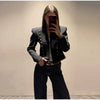Frog Button Napoleon Short Jacket For Women Spring Stand Collar Cropped Coats Long Sleeve Street Outerwear