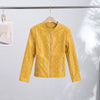 Street Pu Leather Women Jacket Elegant Long Sleeve Zippers Stand Collar Female Outwear Autumn Winter Chic Lady Coat