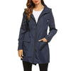 Windproof Waterproof Raincoat Long Jacket Hooded Women Autumn Winter Outdoor Hiking Clothes Long Rain Tops Rainwear Lightweight