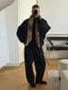 Women Faux Fur Collar Puffer Jacket Lapel Oversized Long Sleeve Warm Loose Thick Coat Female Winter Casual Jackets
