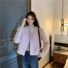 French White Tweed Crop Jacket for Women Autumn Elegant Slimming Decor Button Coat Woman Round Neck Long Sleeve Outerwear