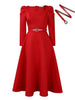 Autumn Stylish Women Evening Party Dress Long Puff Sleeve Elegant Pleated A-Line Gowns Birthday Wedding Celebrate Robes