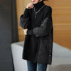 Women's Winter Parka Coat Versatile Lady Splicing Knitted Outerwear Temperament Casual Ladies Sweater Jacket